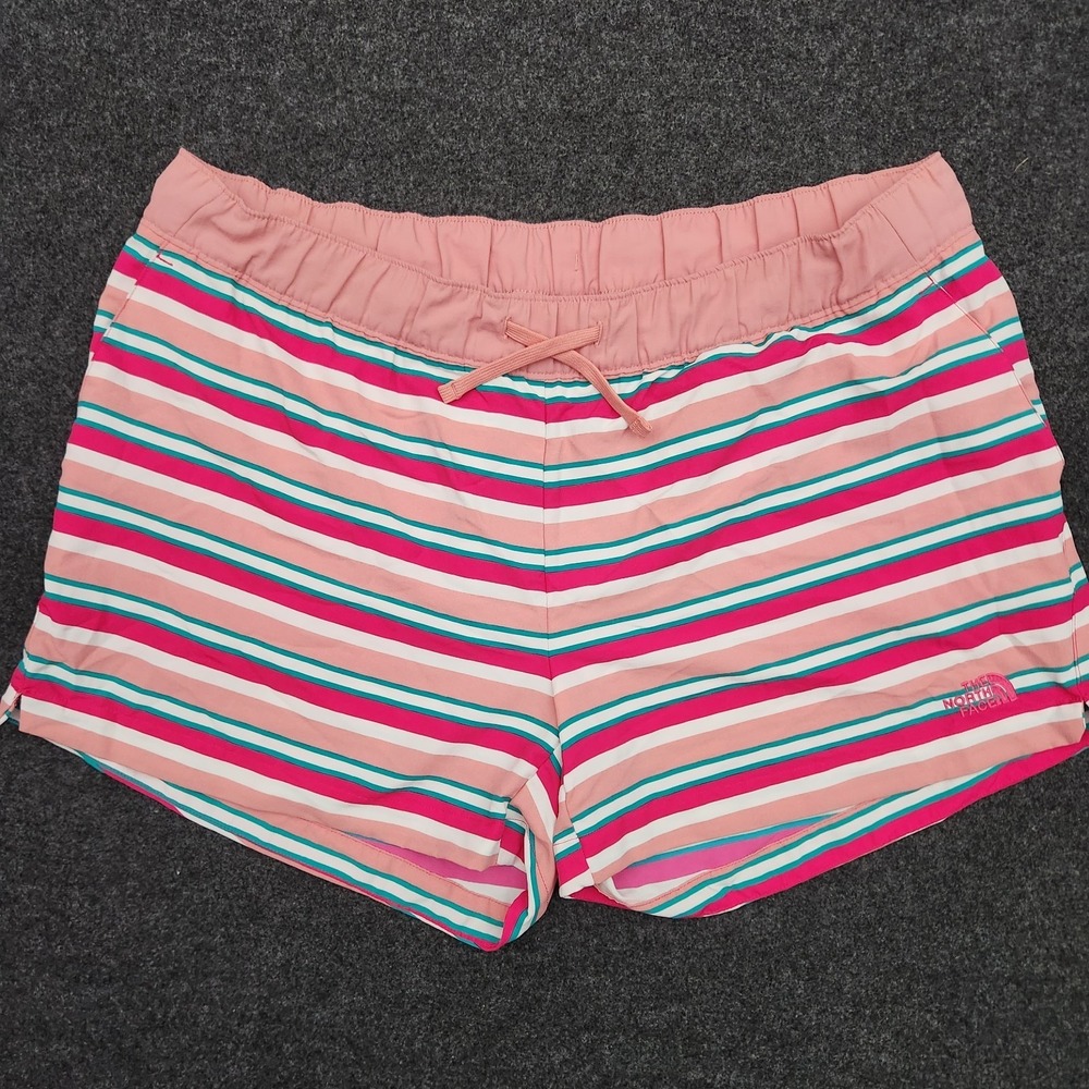 The North Face Womens Large Pink Striped Swim Boardshorts Elastic Waist Outdoors